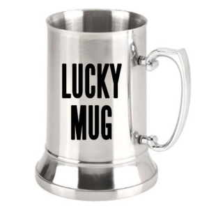 Printed Beer Mug Stainless Steel 20 oz - Lucky Mug Black