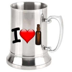 Printed Beer Mug Stainless Steel 20 oz - I Love Beer