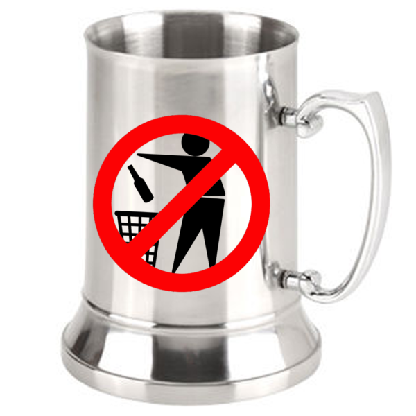 Printed Beer Mug Stainless Steel 20 oz - No Wasting Beer